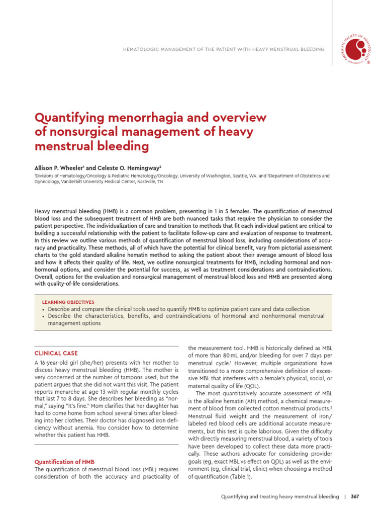 Quantifying and Treating Heavy Menstrual Bleeding | PDF | Nonsteroidal ...