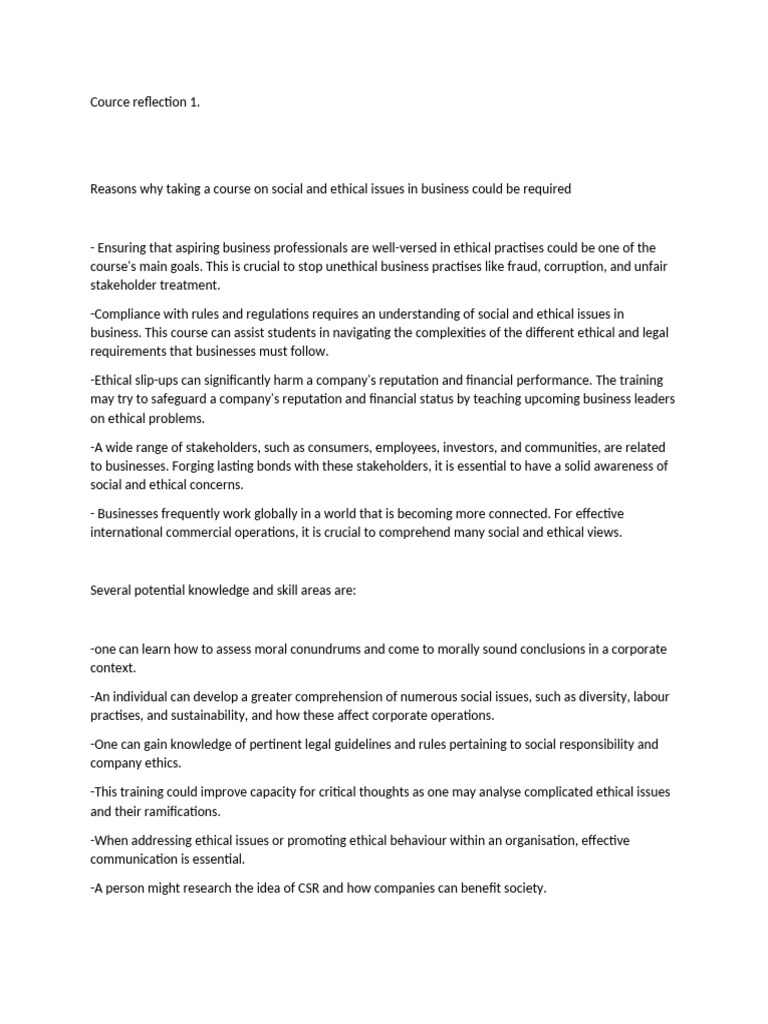 Cource Reflection 1 | PDF