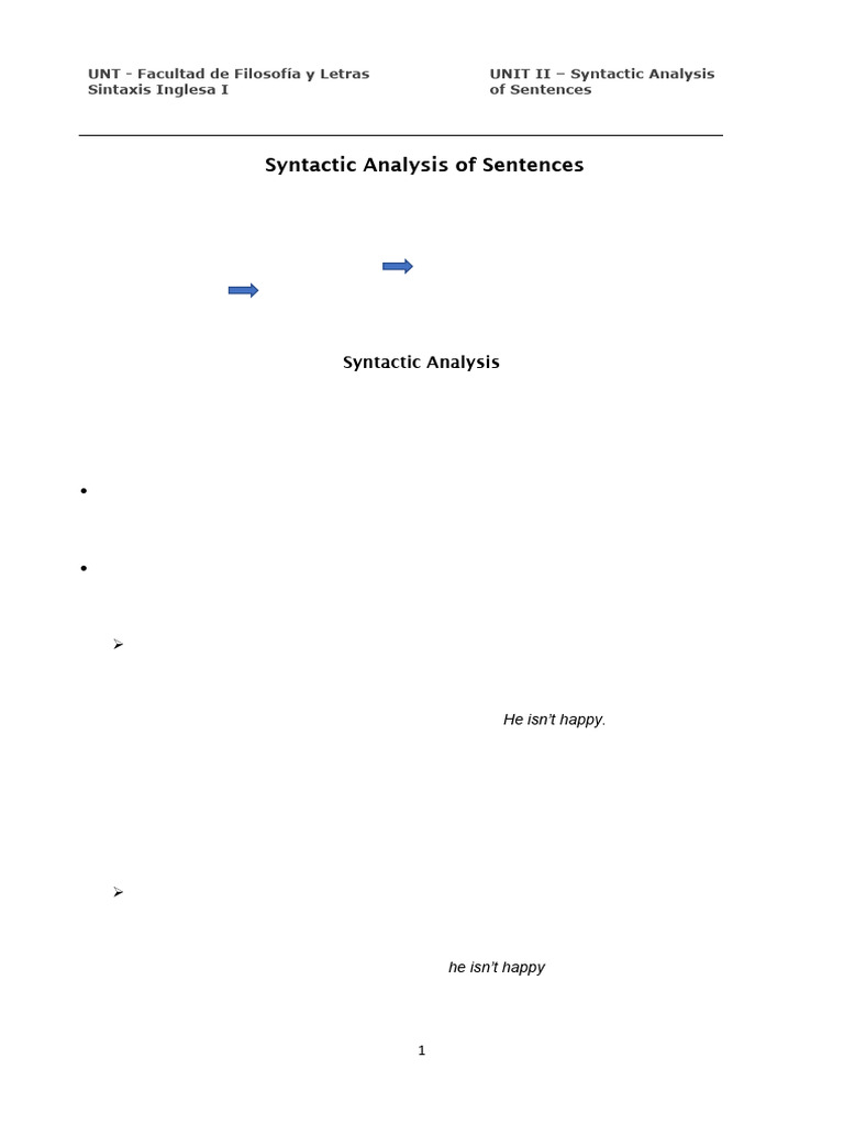 3.unit II - Syntactic - Analysis of Sentences | PDF | Verb | Sentence ...