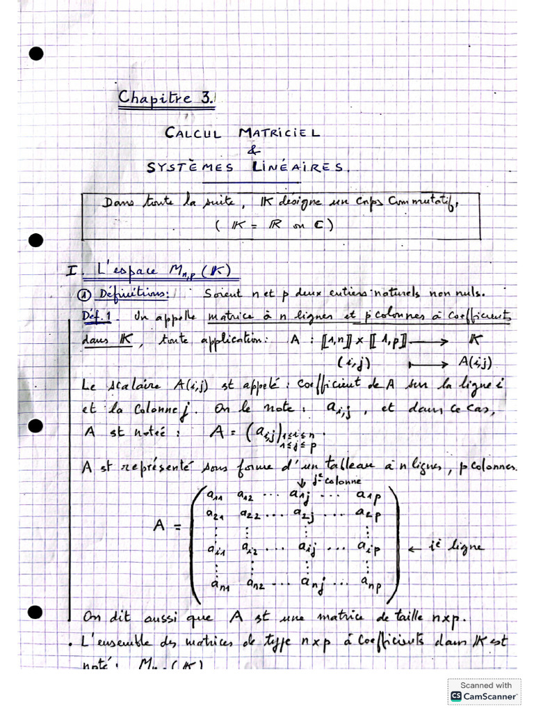 Alg1 Chap3 Calcul Matriciel 251201 195604 | PDF