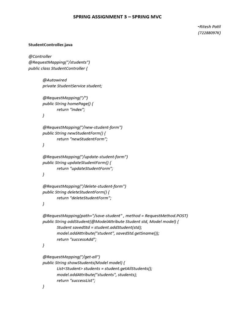 Spring Assignment 3 - MVC | PDF | Computer Programming | Software ...