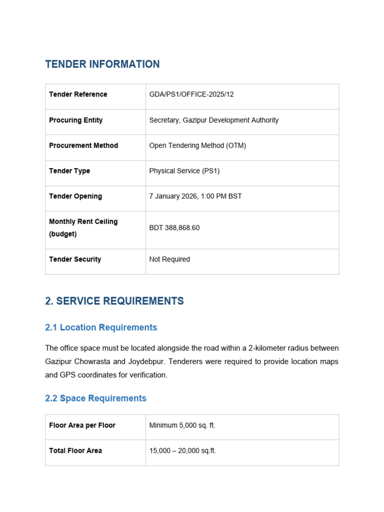 GDA Tender Evaluation Report | PDF