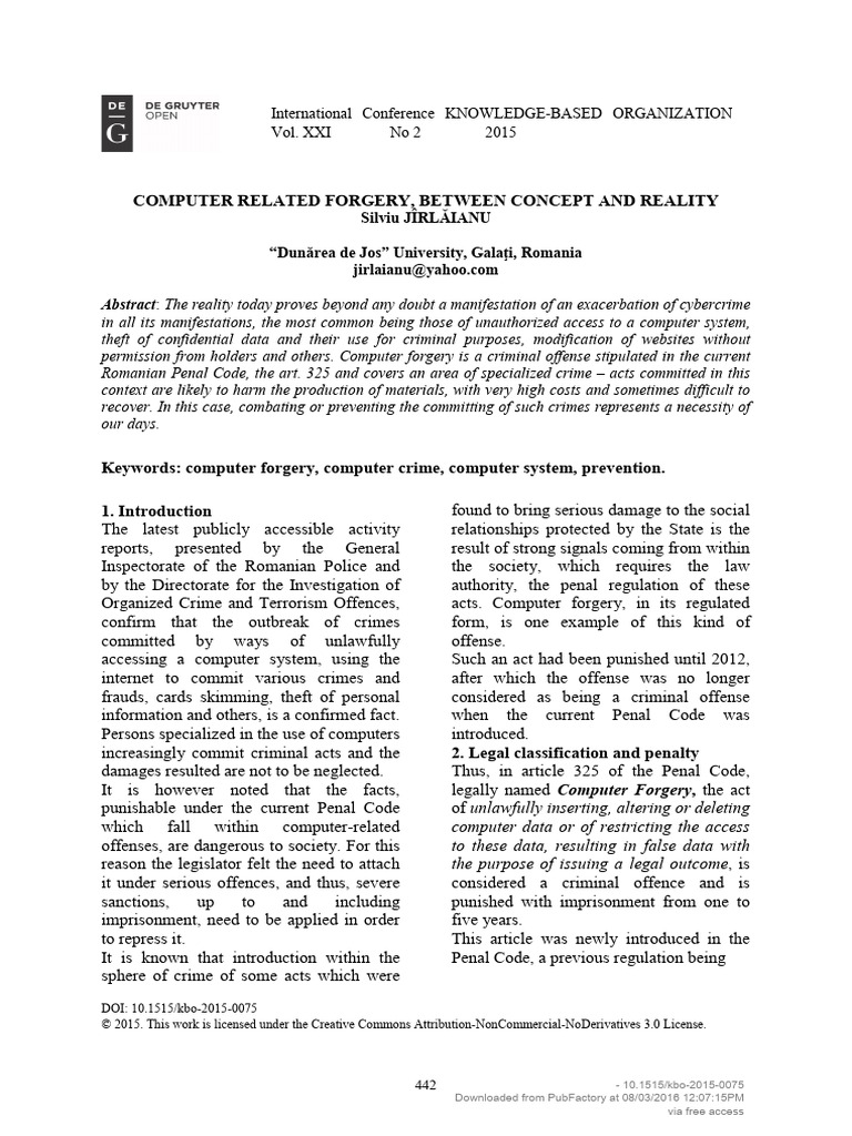 Computer Related Forgery Between Concept and Reali | PDF | Crimes ...