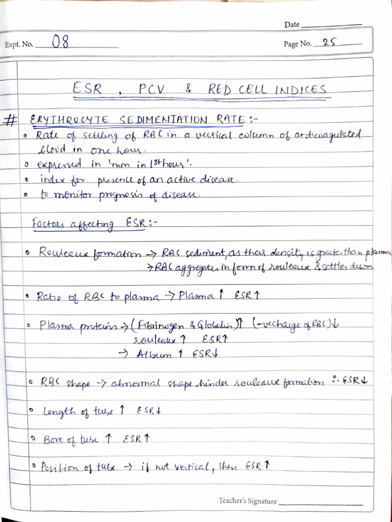 ESR, PCV and Red Cell Indices | PDF