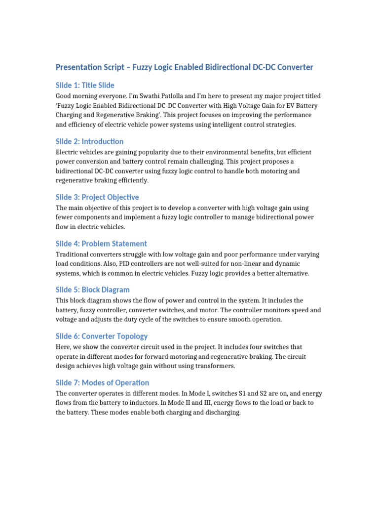 Fuzzy Logic Presentation Script | PDF | Electric Vehicle | Electrical ...
