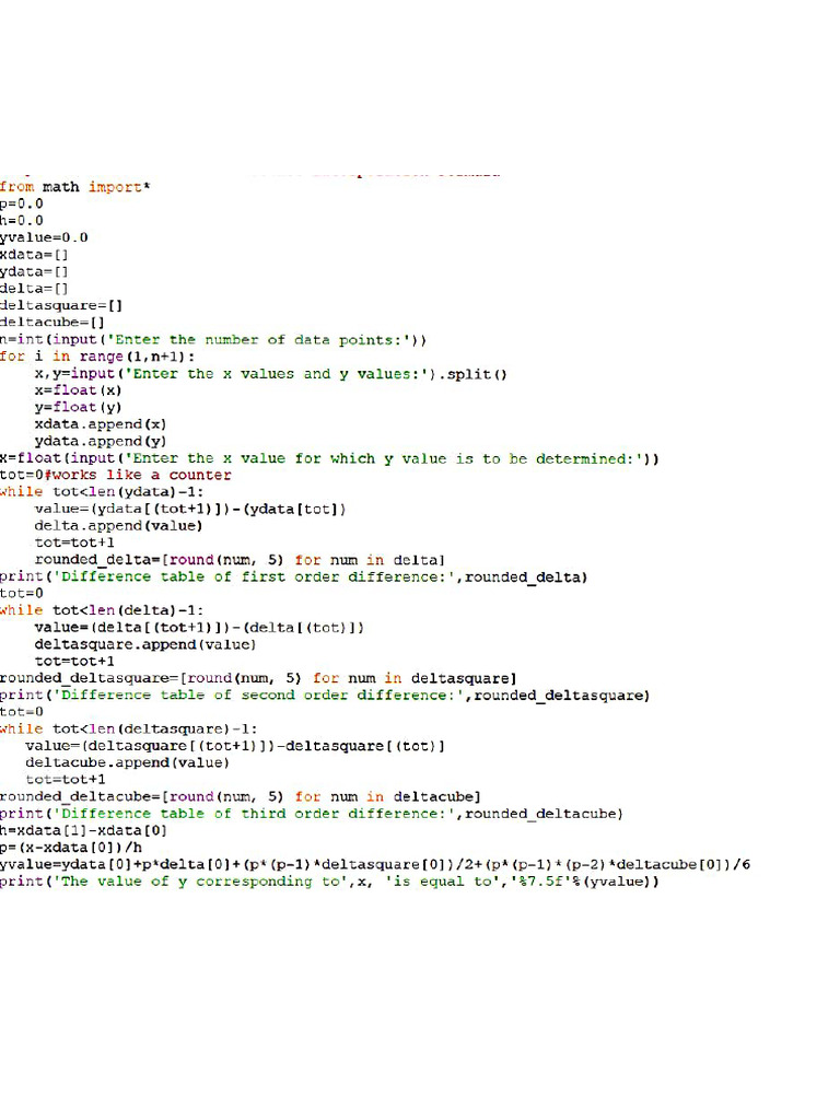 Newton's Forward Difference Interpolation Formula | PDF