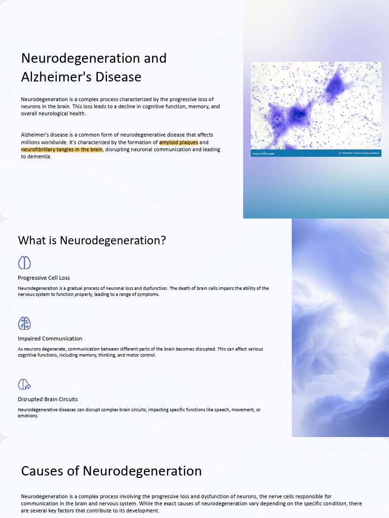 Neurodegeneration and Alzheimers Disease | PDF | Alzheimer's Disease ...