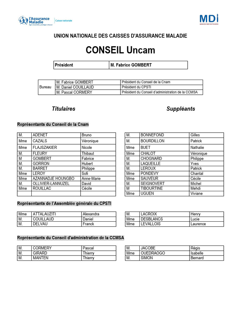 Composition Conseil Uncam - 2022-2026 - 0 | PDF | Allocations | France