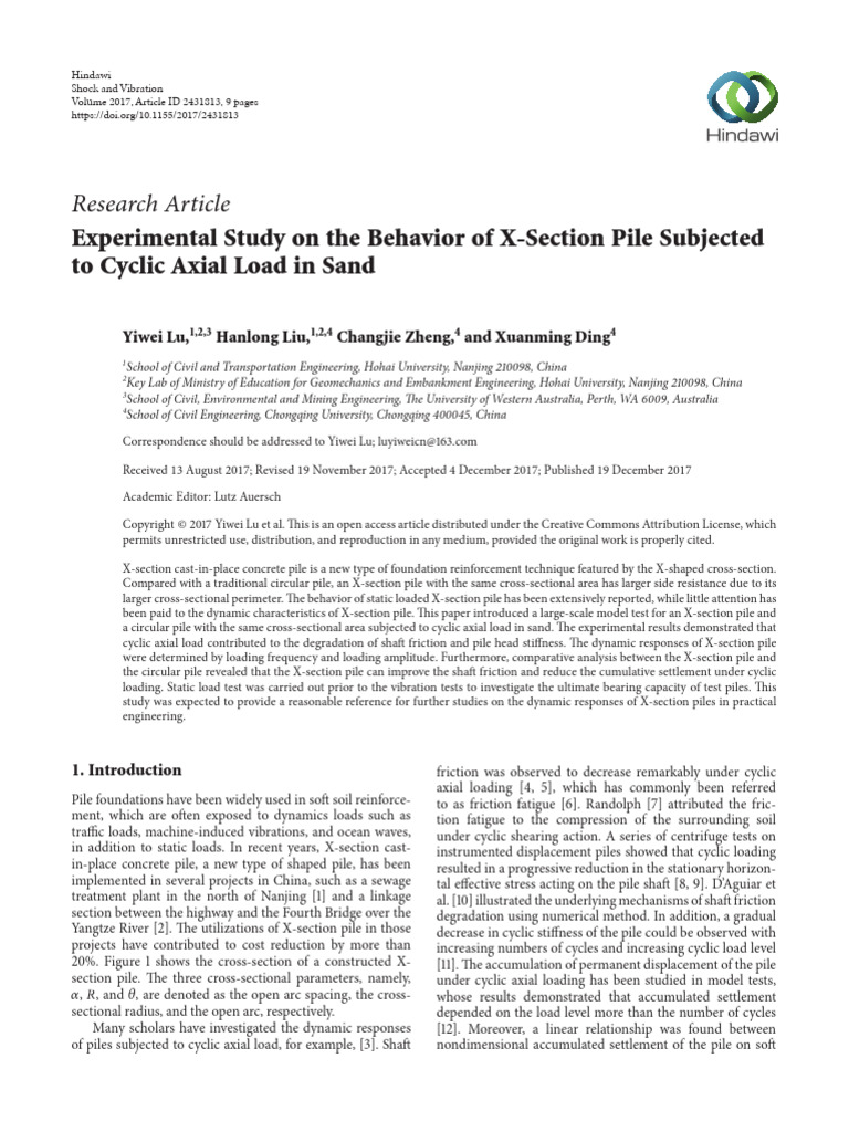 Shock and Vibration - 2017 - Lu - Experimental Study On The Behavior of ...
