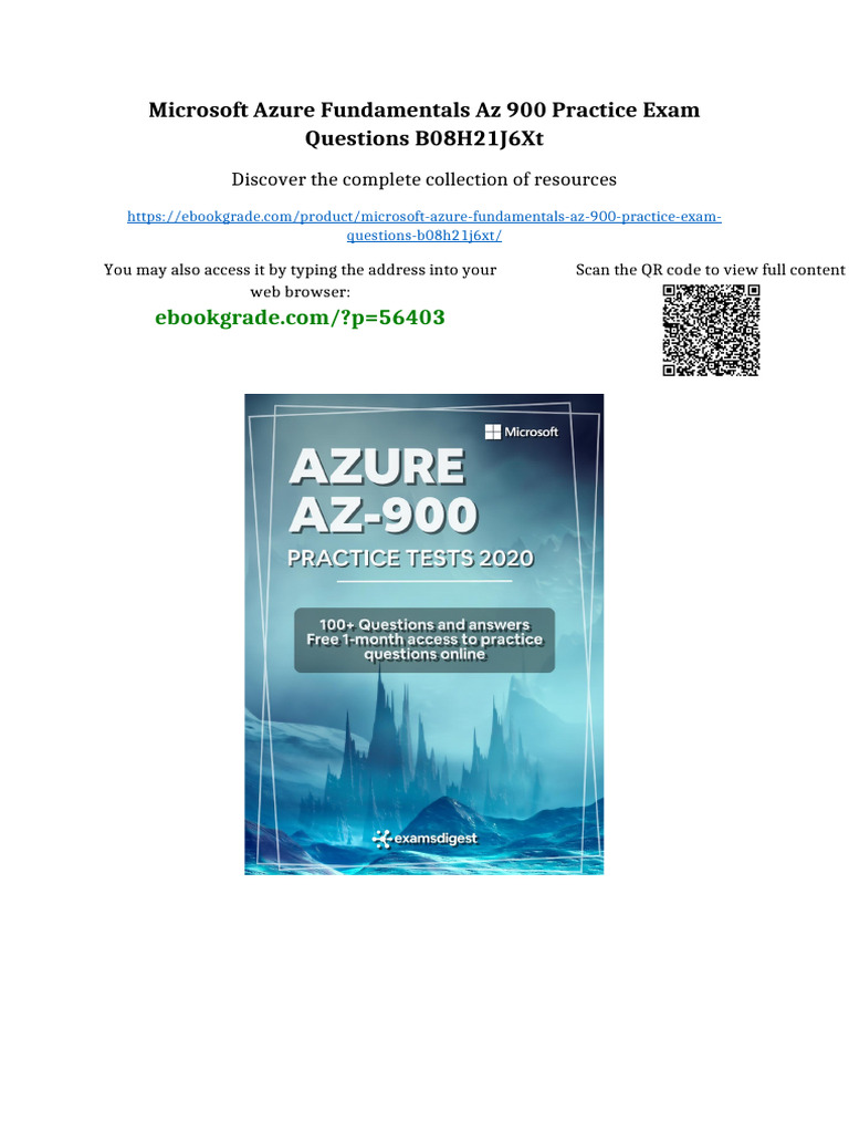 Microsoft Azure Fundamentals AZ 900 Practice Exam Questions B08H21J6XT ...