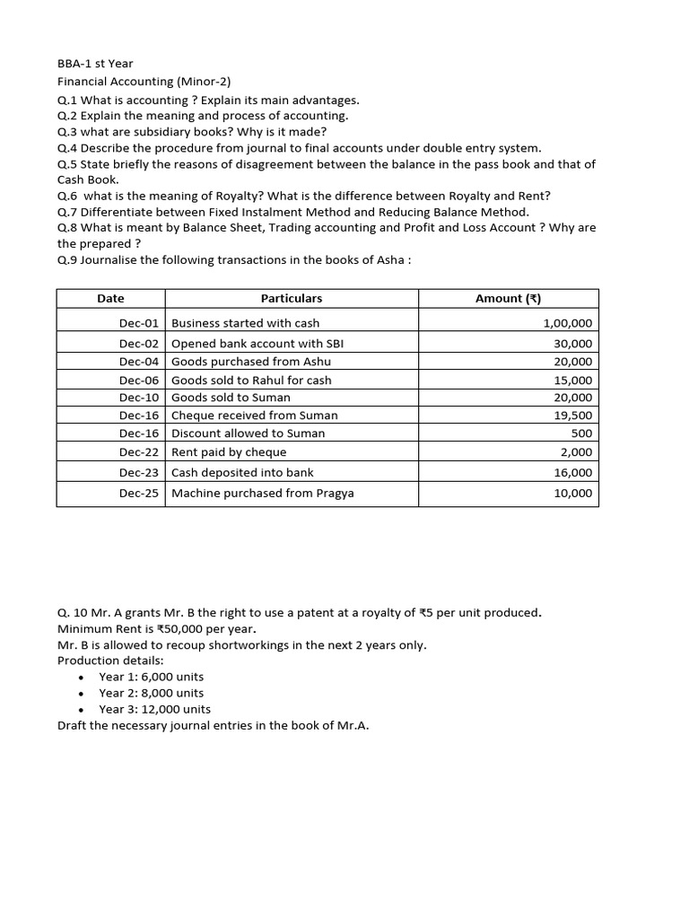 Financial Accounting Questions | PDF | Debits And Credits | Business