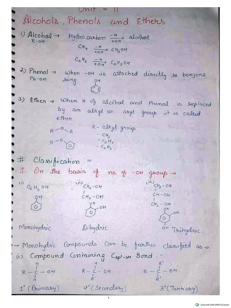 Alcohol Phenol and Ether | PDF