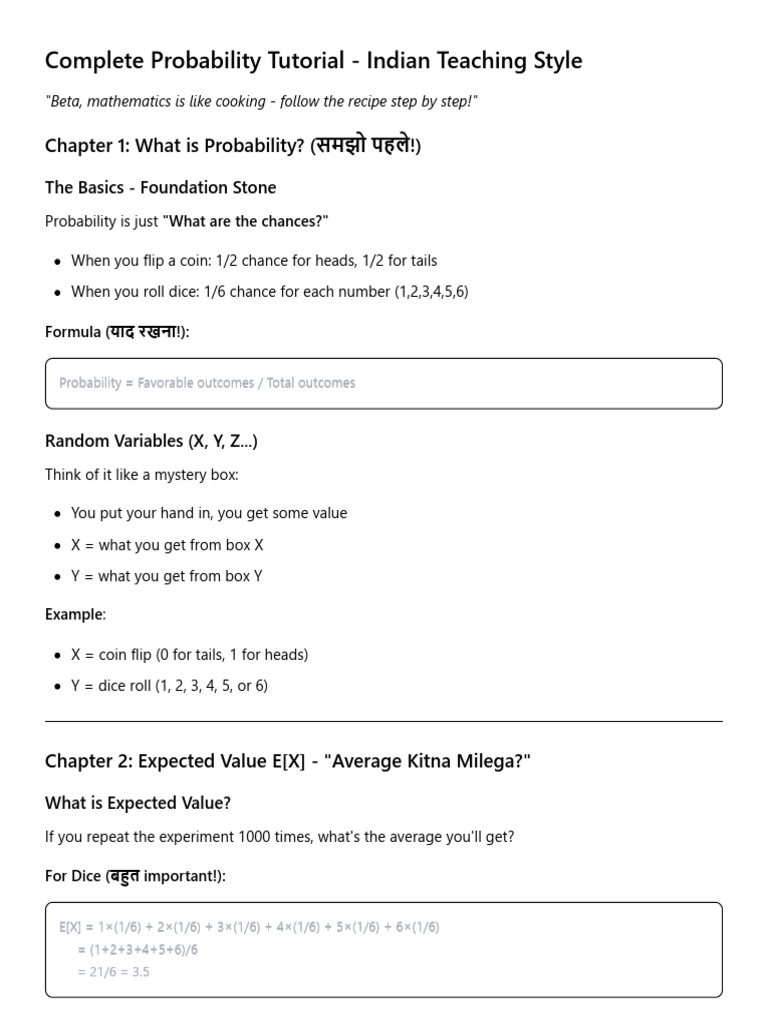 Complete Probability Tutorial - Indian Teaching Style | PDF | Variance ...