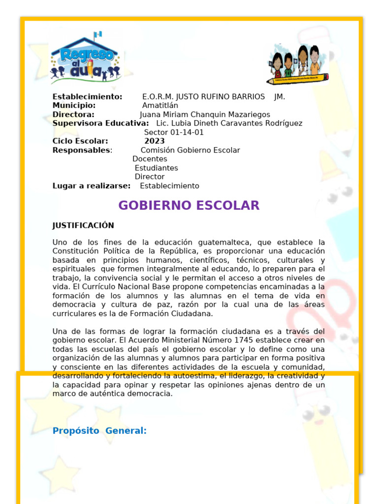Plan Gobierno Escolar 2023 | PDF | Plan de estudios | Democracia