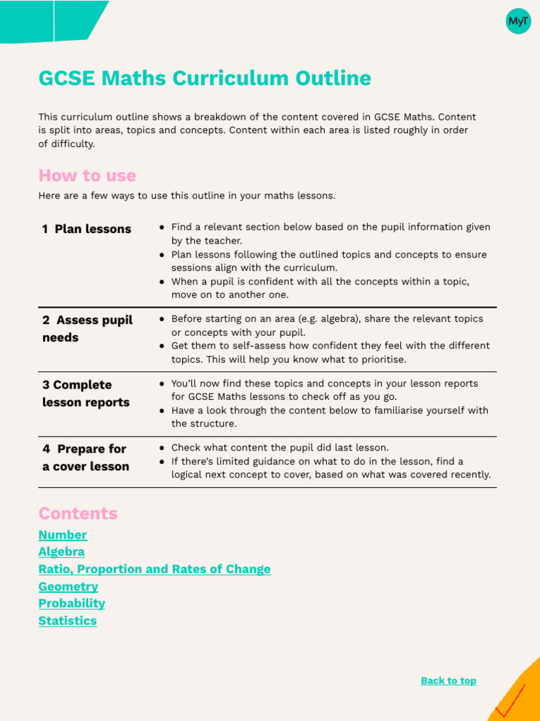 GCSE Maths Curriculum Outline Schools | PDF | Area | Quadratic Equation