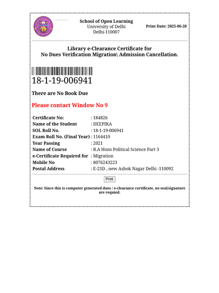 SOL Library E-Clearance | PDF