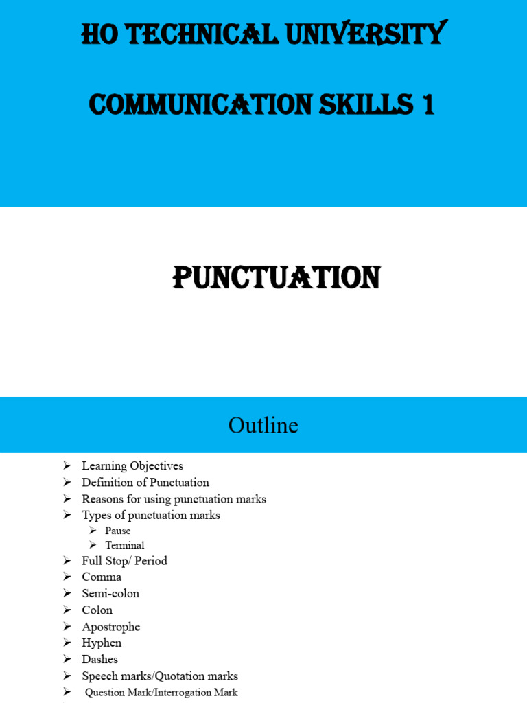 Communication Skills 1 Punctuation - FOR STUDENTS - FEB - 2026 | PDF ...