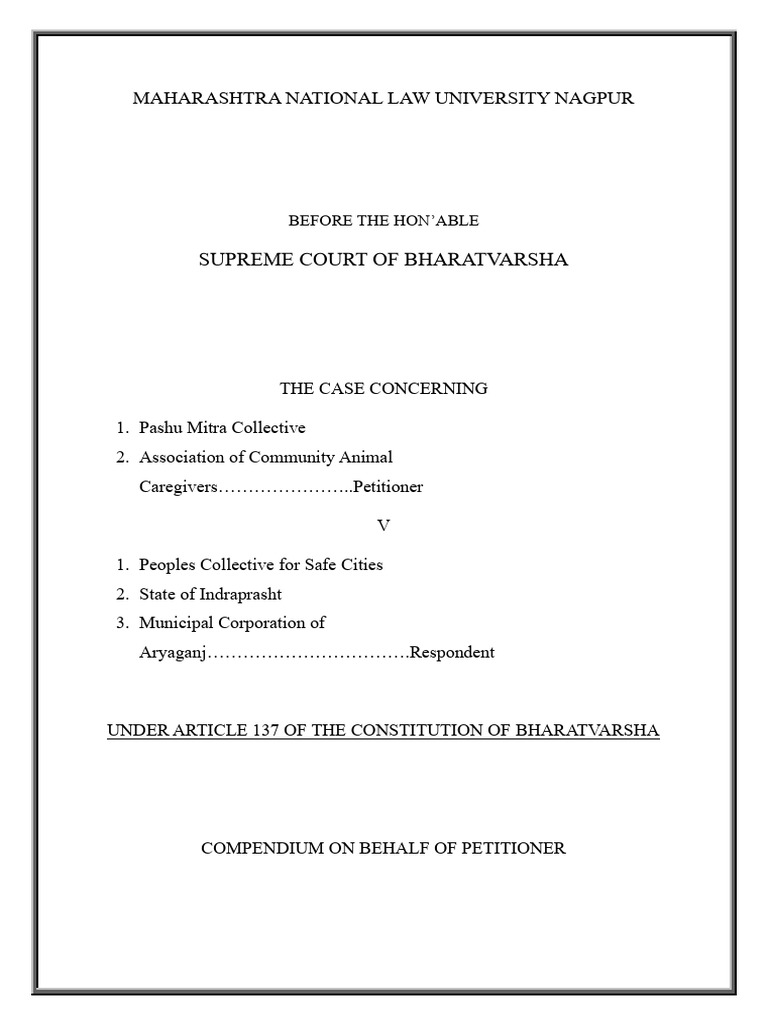 Compendium Petitioner | PDF | Animal Welfare | High Court Of Australia