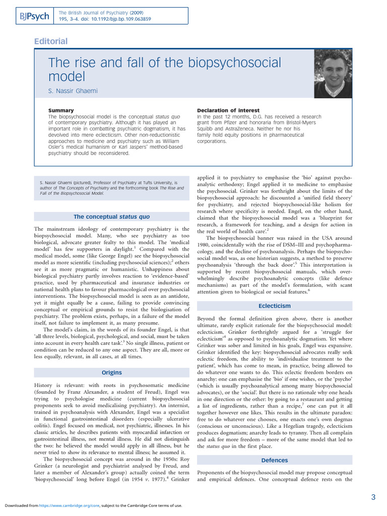 The Rise and Fall of The Biopsychosocial Model | PDF | Psychiatry ...