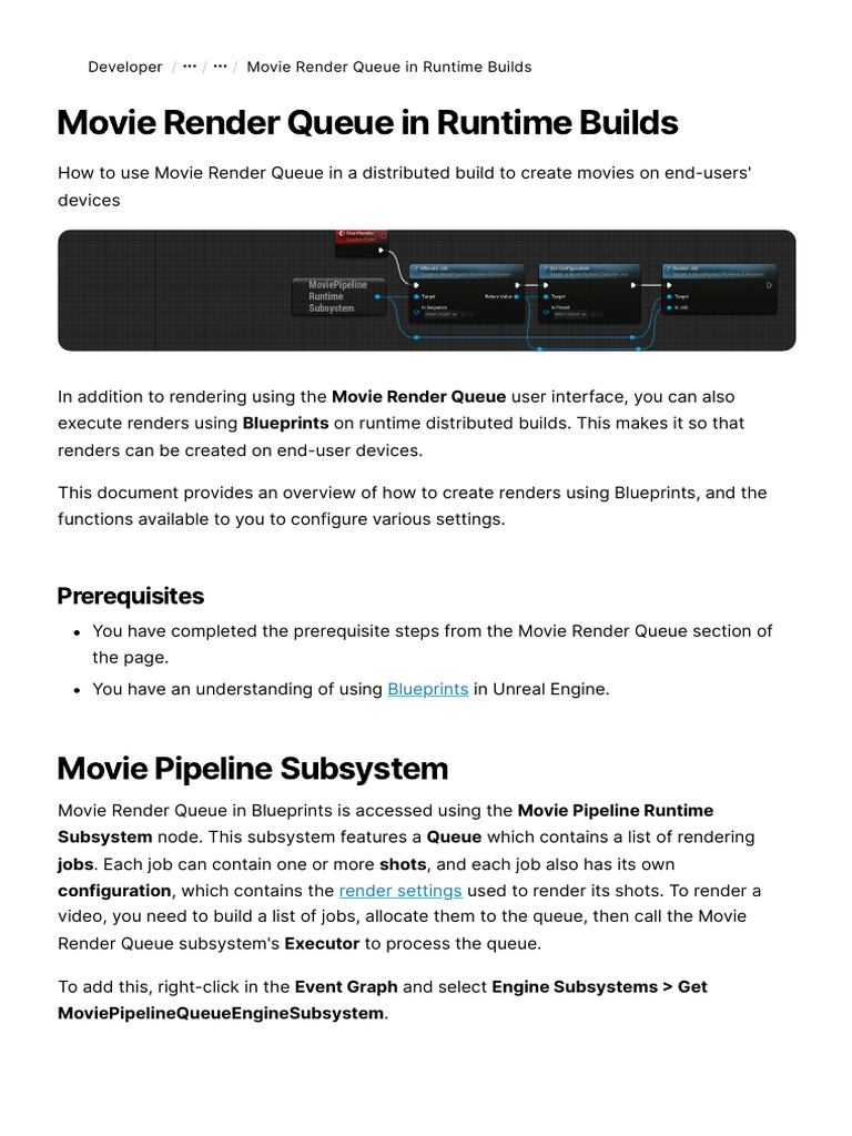 Movie Render Queue in Runtime in Unreal Engine - Unreal Engine 5.7 ...