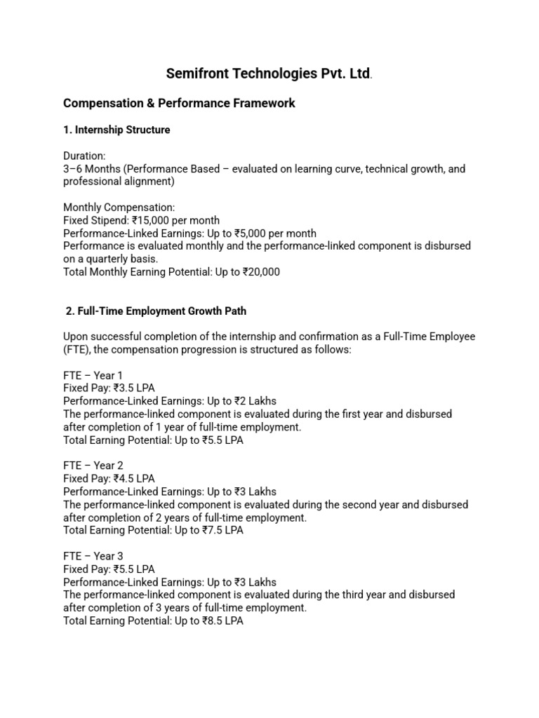Semifront Technologies - Compensation Performance Framework | PDF