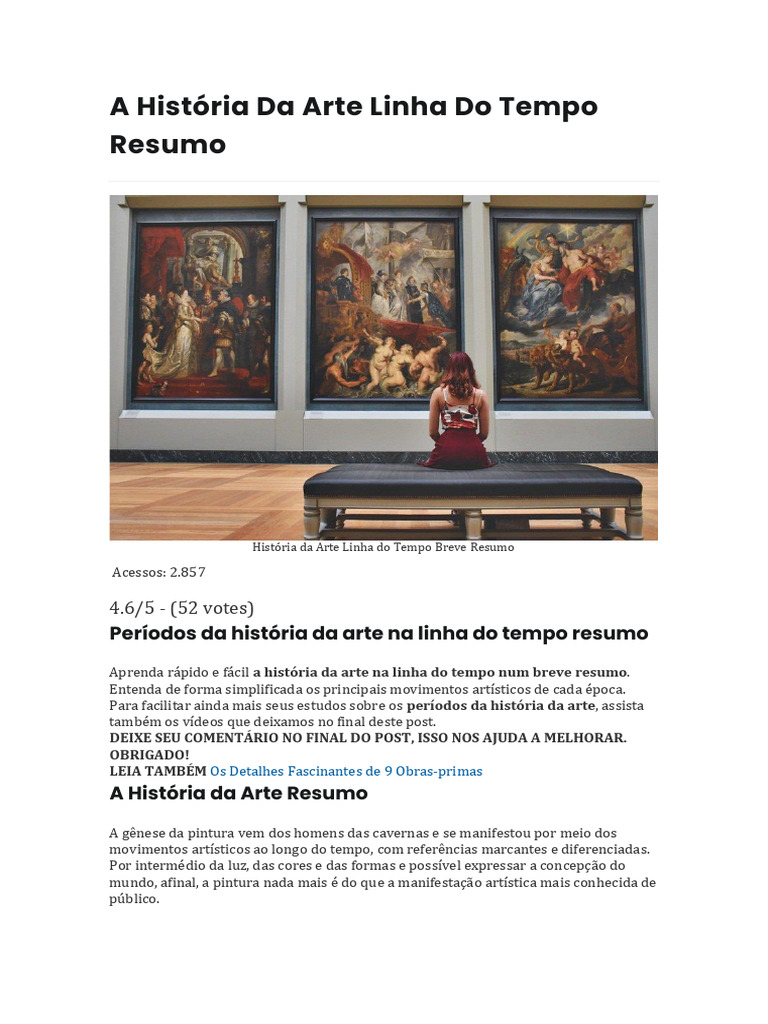 A História Da Arte Linha Do Tempo Resumo | PDF | Realismo (artes ...