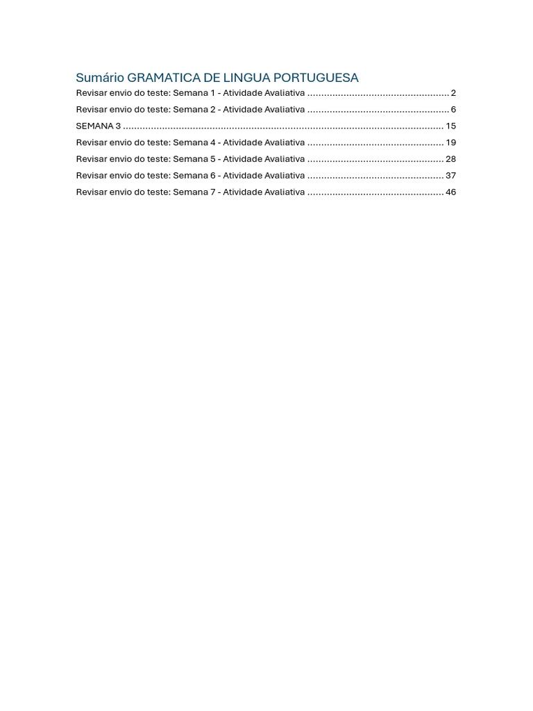 Gramática de Língua Portuguesa Morfologia - Atividade Avaliativa | PDF ...