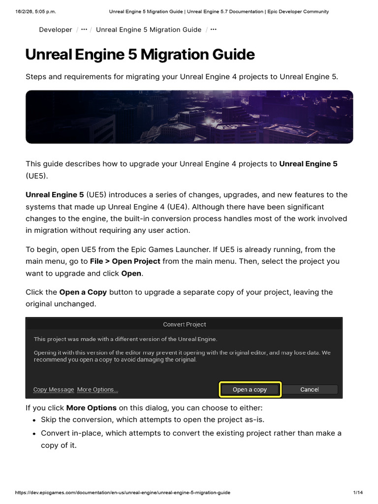 Unreal Engine 5 Migration Guide - Unreal Engine 5.7 Documentation ...