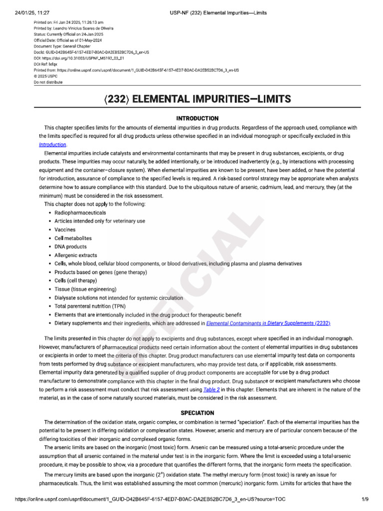 232 - Elemental Impurities | PDF