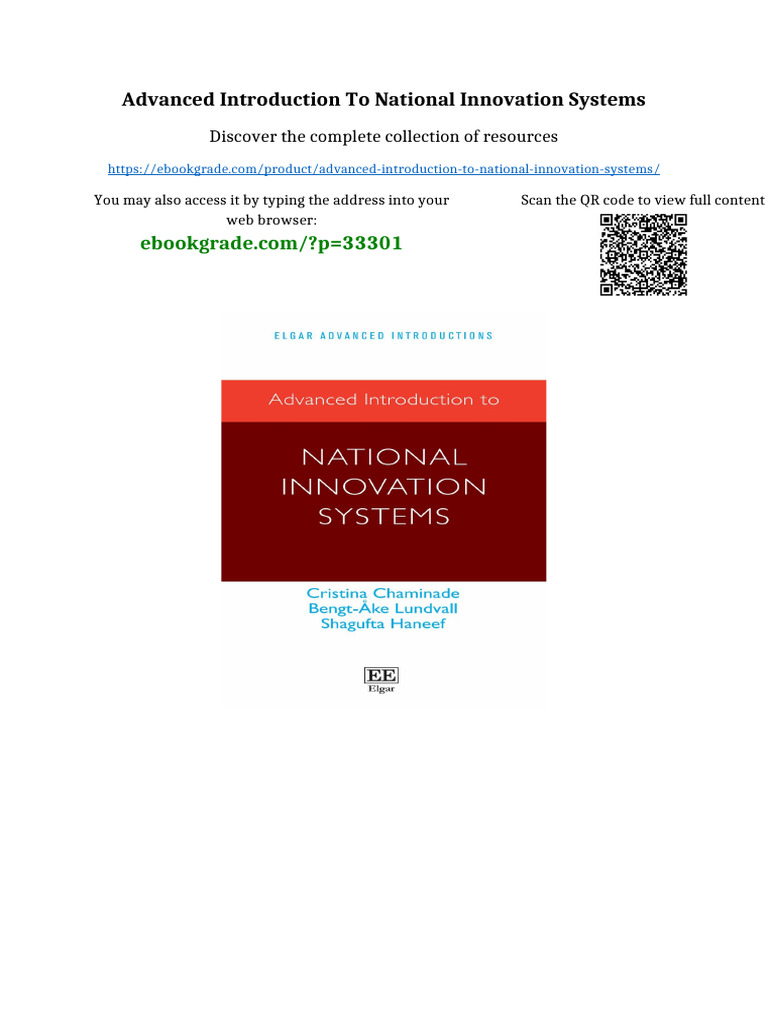 Advanced Introduction To National Innovation Systems Full Access | PDF ...