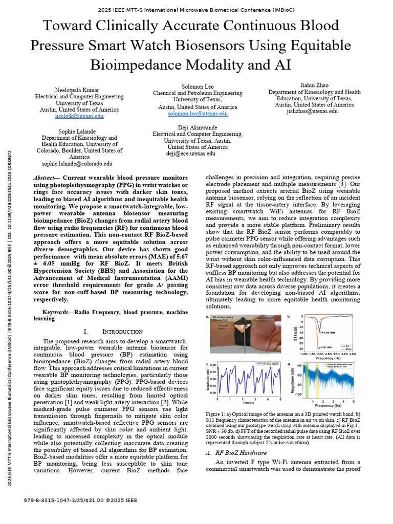 Toward Clinically Accurate Continuous Blood Pressure Smart Watch ...