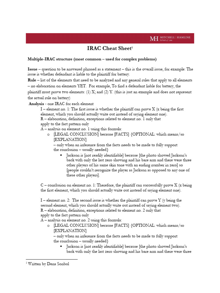 3 IRAC Cheat Sheet 2021 | PDF | Common Law