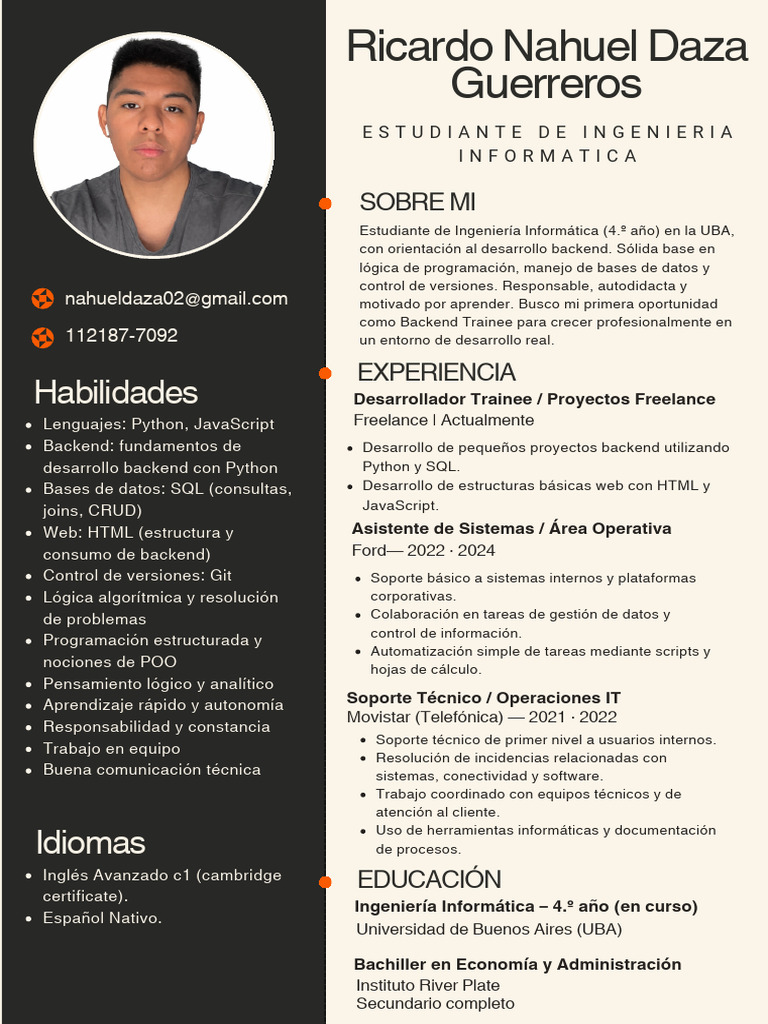 Curriculum Daza | PDF | Informática | Soporte técnico