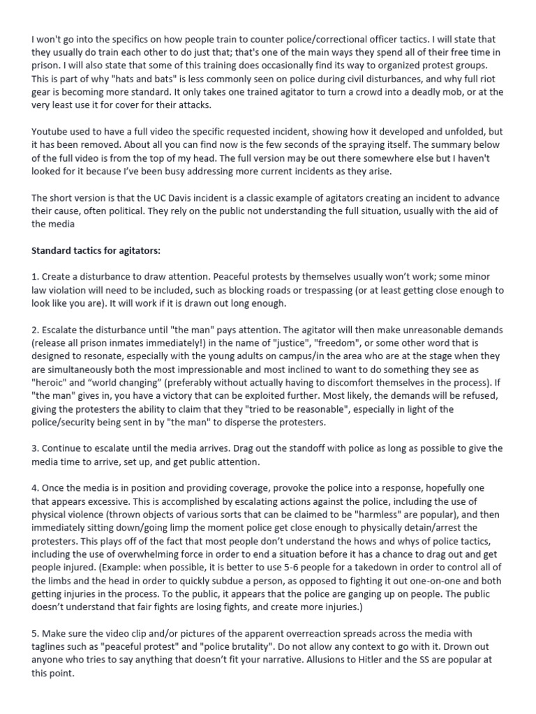 Riot Tactics and Agitators - UC Davis As An Example | PDF | Police ...