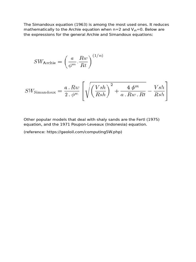 The Simandoux Equation | PDF