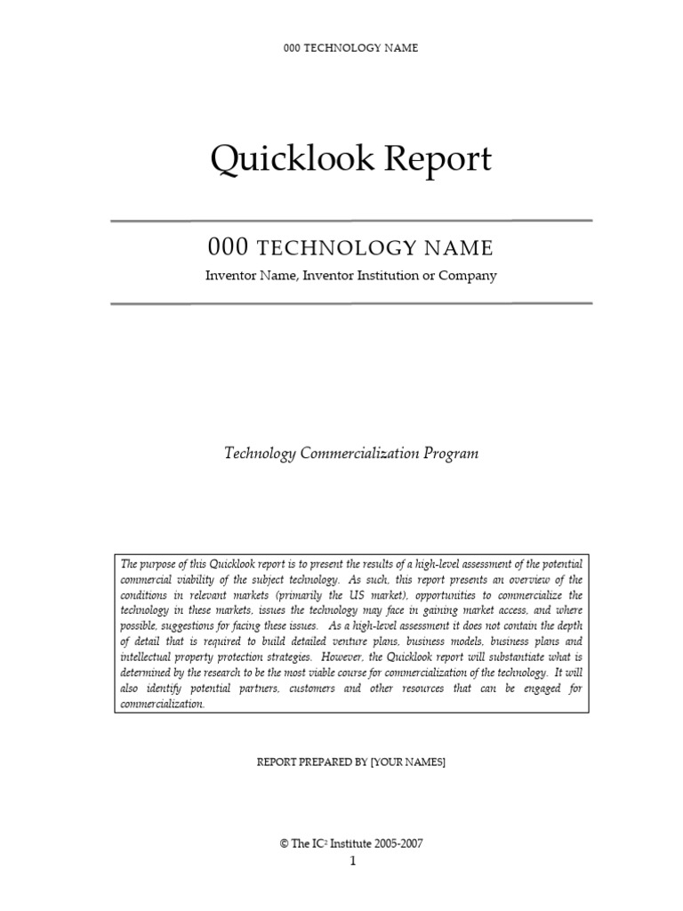Quicklook Report | PDF | Intellectual Property | Patent