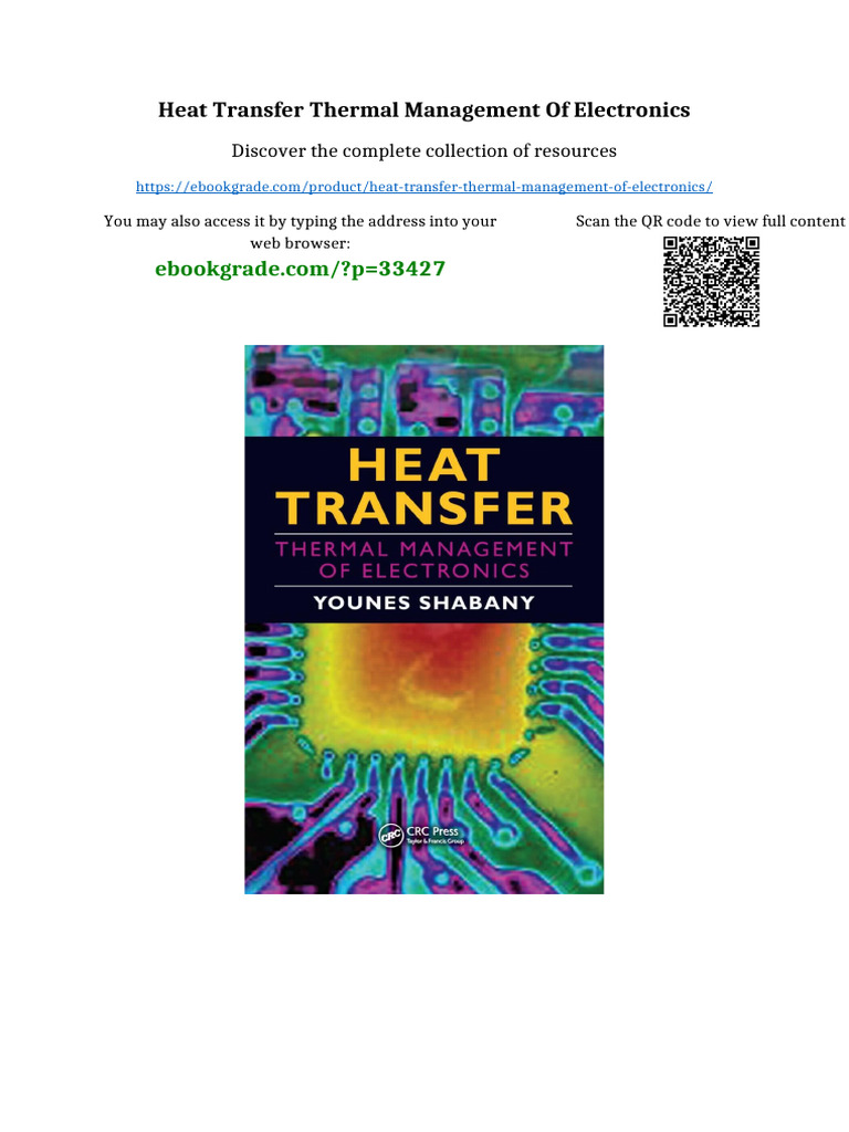Heat Transfer Thermal Management of Electronics Online PDF | PDF | Property