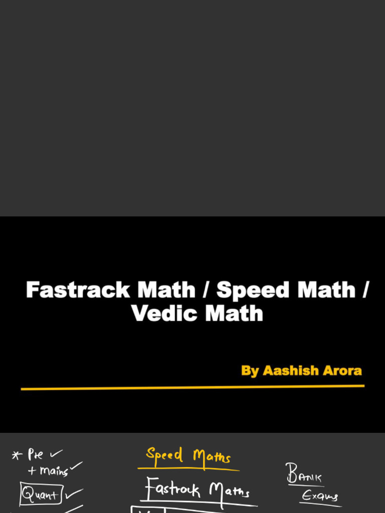 Speed Math - Vedic Math - Part I | PDF