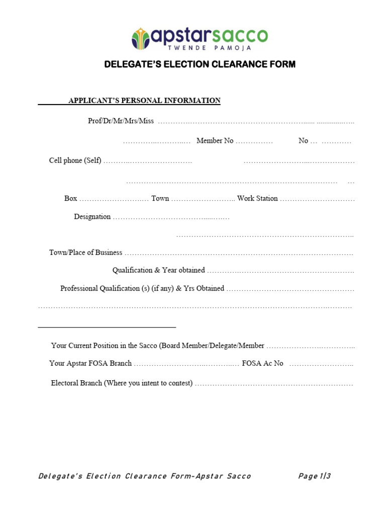 Delegate Election Clearance Form - Revised | PDF | Government
