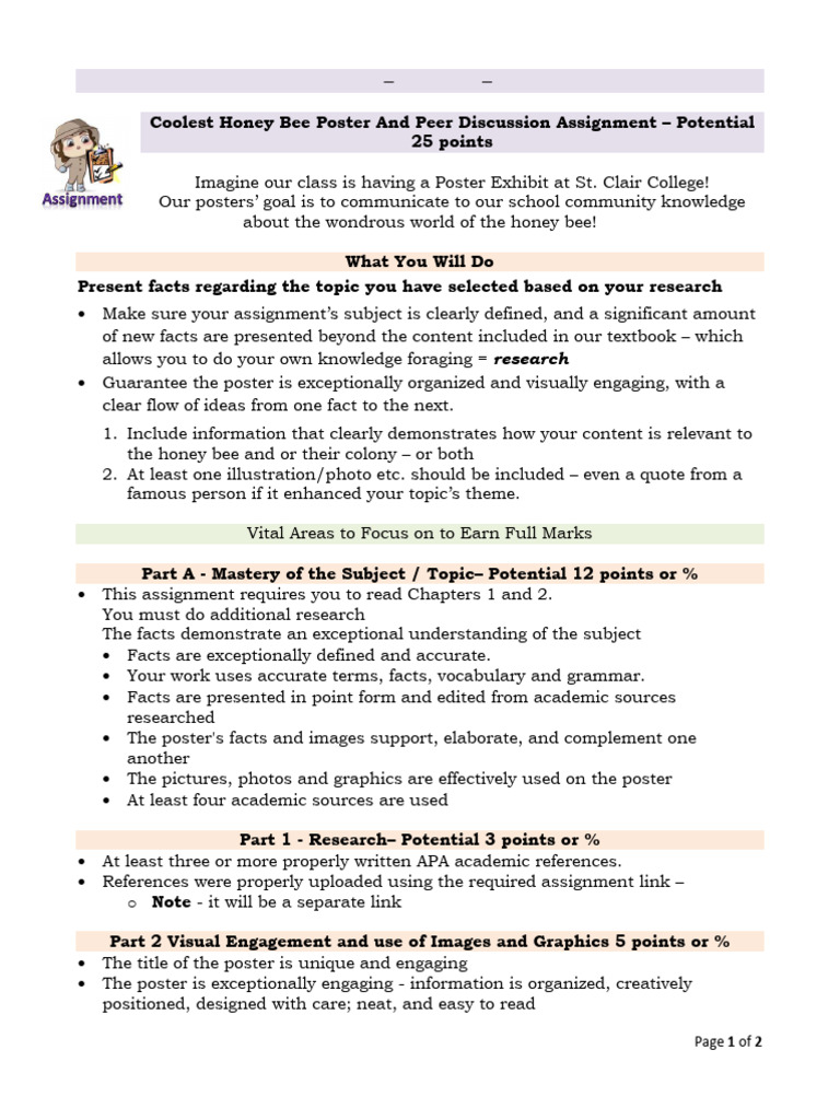 W 26 Coolest Honey Bee Poster and Discussion Board Assignment | PDF ...