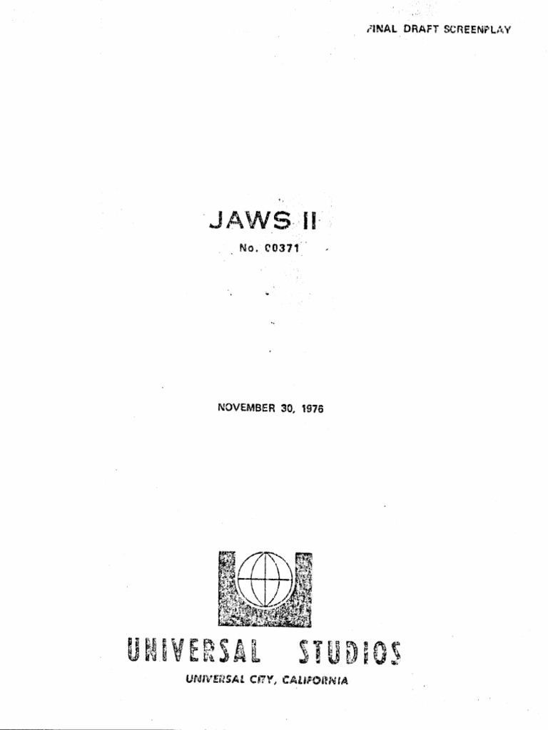 Jaws 2 (1978) (Final) (11-30-1976) - Screenplay | PDF