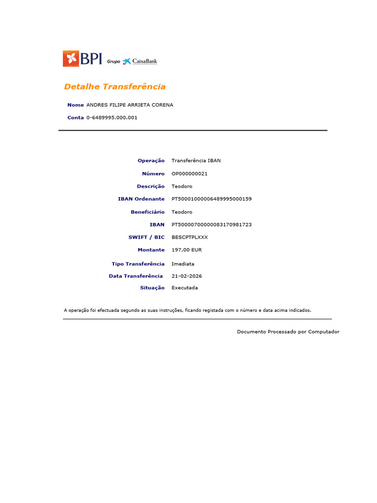 Comprovativo TransferenciaIBAN | PDF