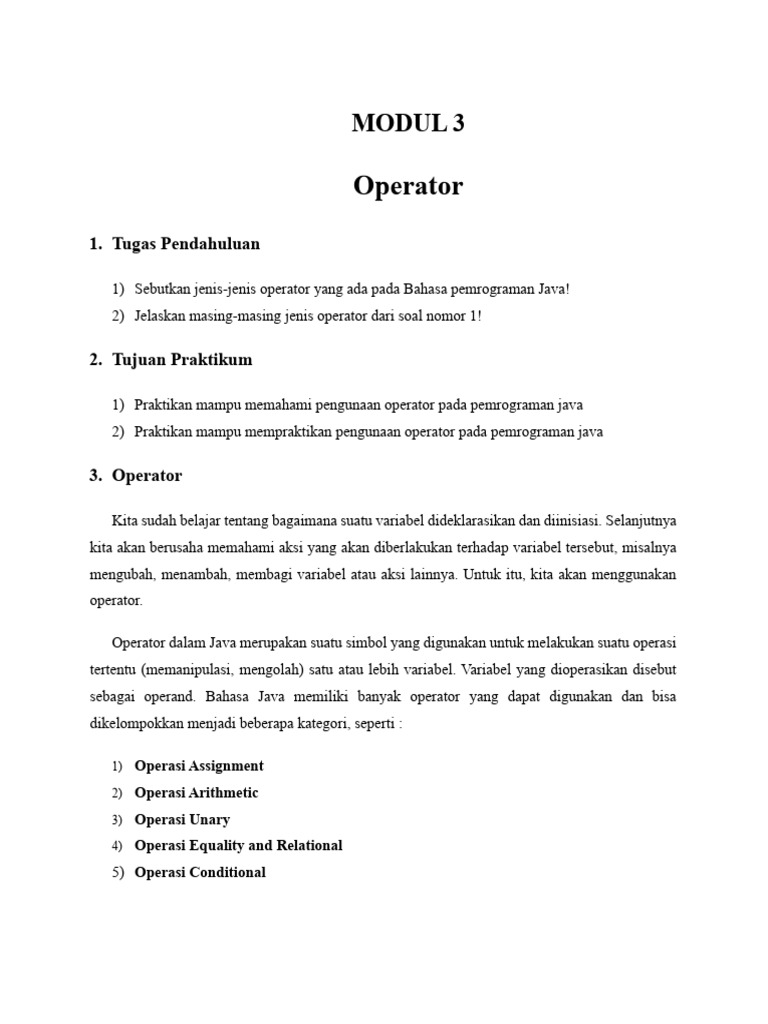 MODUL 3 - Operator | PDF