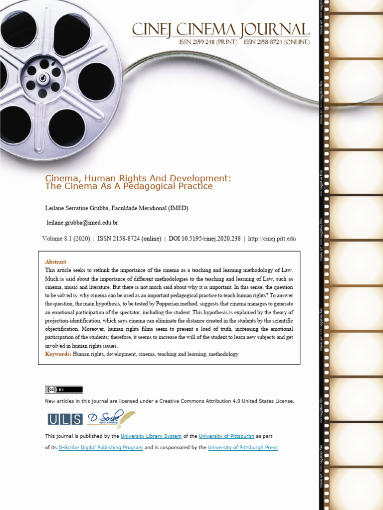 Cinema, Human Rights and Developmentthe Cinema As A Pedagogical ...