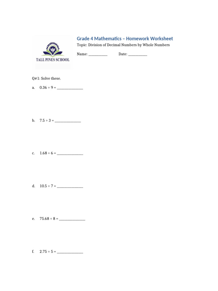 Grade-4 Worksheet 4 | PDF