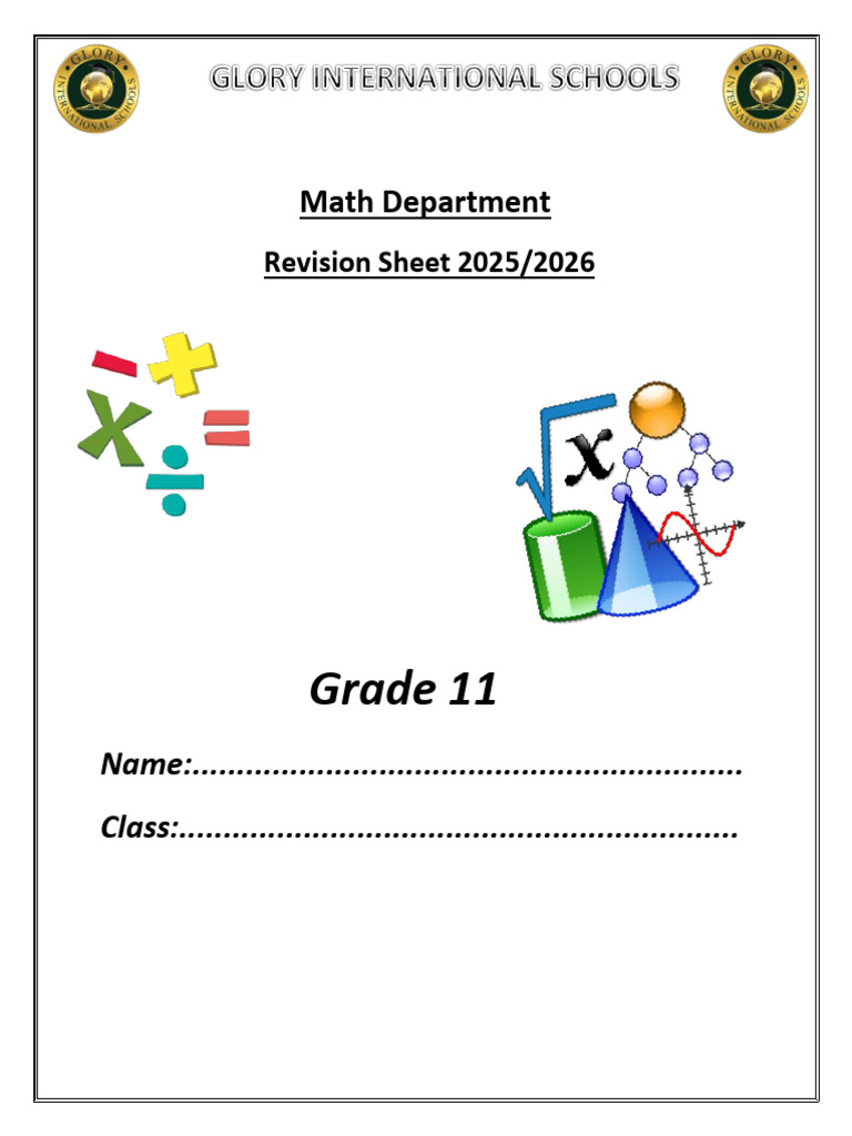 Math Revision Sheet G11 | PDF