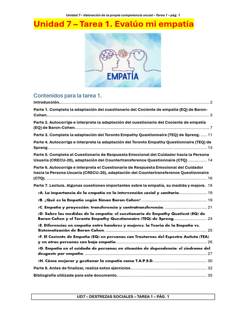 Ud7. 7-1. Empatía | PDF | Las emociones | Ciencia cognitiva