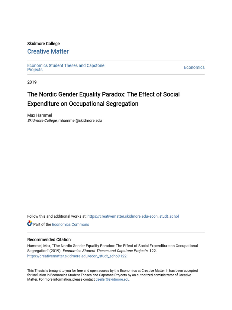 The Nordic Gender Equality Paradox - The Effect of Social Expendit | PDF
