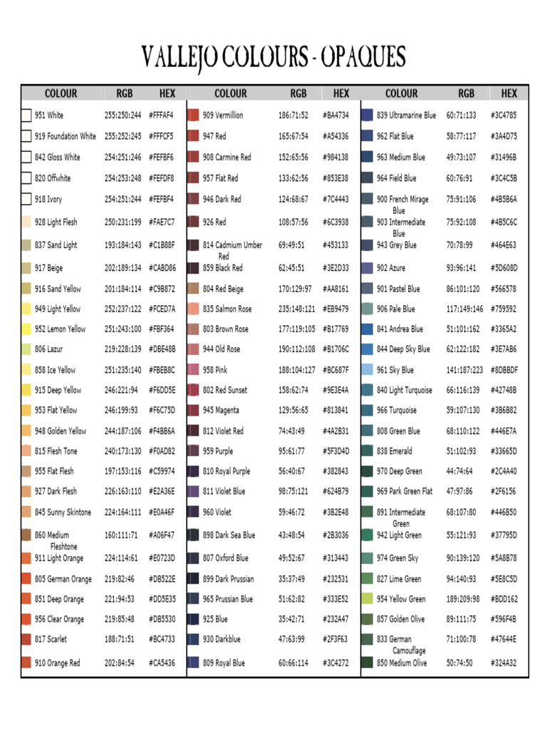 Vallejo Colors | PDF | Brown | Color