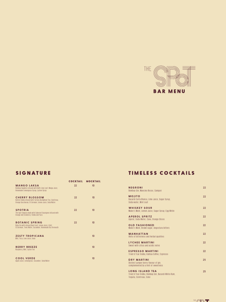 The Spot Beverage Menu Jan26 | PDF | Whisky | Barrel